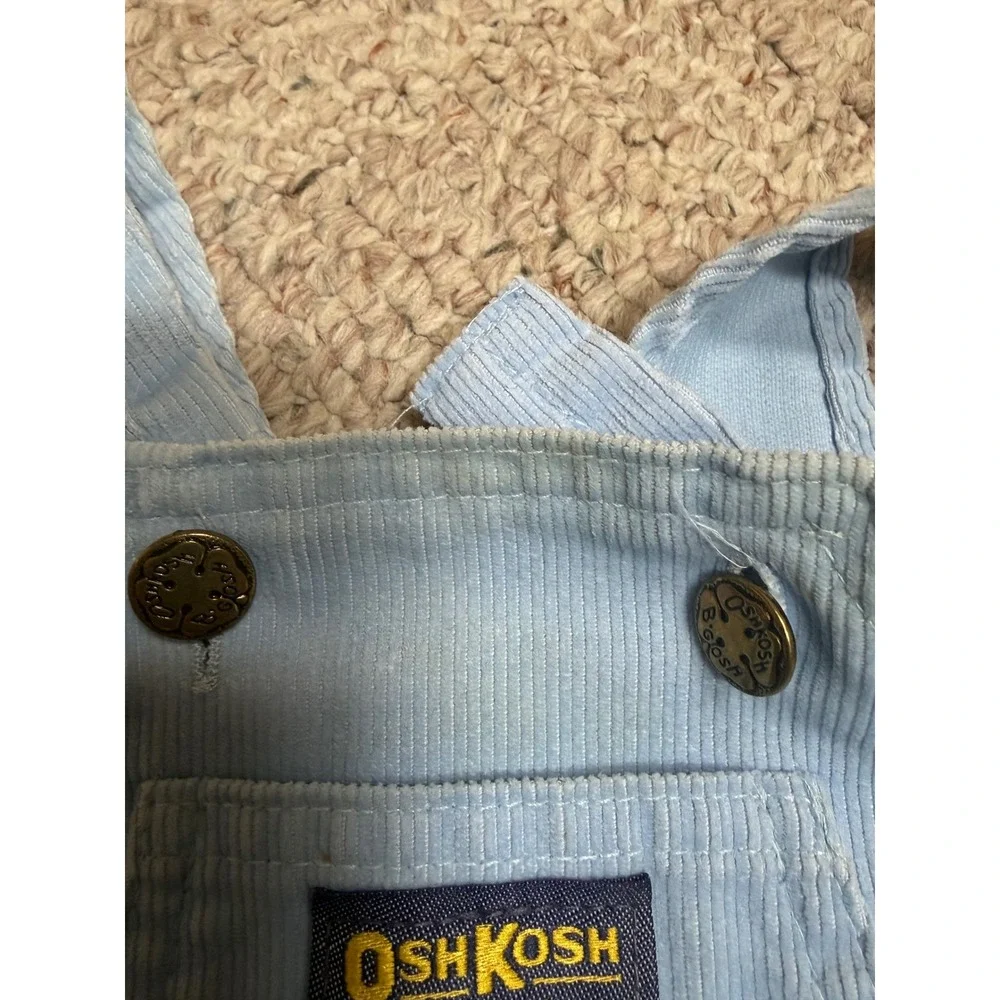 Vintage OshKosh Bgosh Light Blue Corduroy Footed Overalls Baby 6-9 Months USA